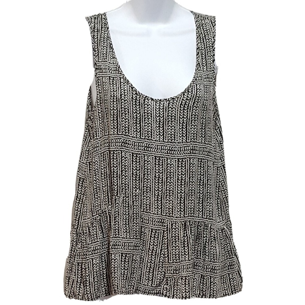 BCB Generation Blouse Womens S Sleeveless Tank Top Black Cami Flared Hem
